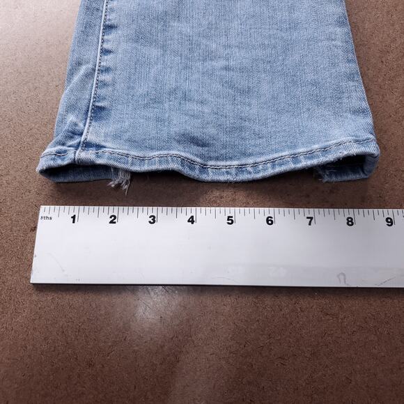 American Eagle Kick Boot Jeans Women 6S Light Blue Distressed Hem Retro Cowgirl - Picture 9 of 13